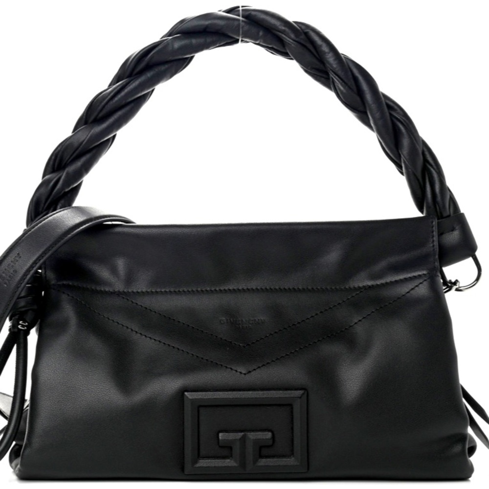 NWOT GIVENCHY BLACK LEATHER ID93 MEDIUM SATCHEL. Removable Flat & twisted straps